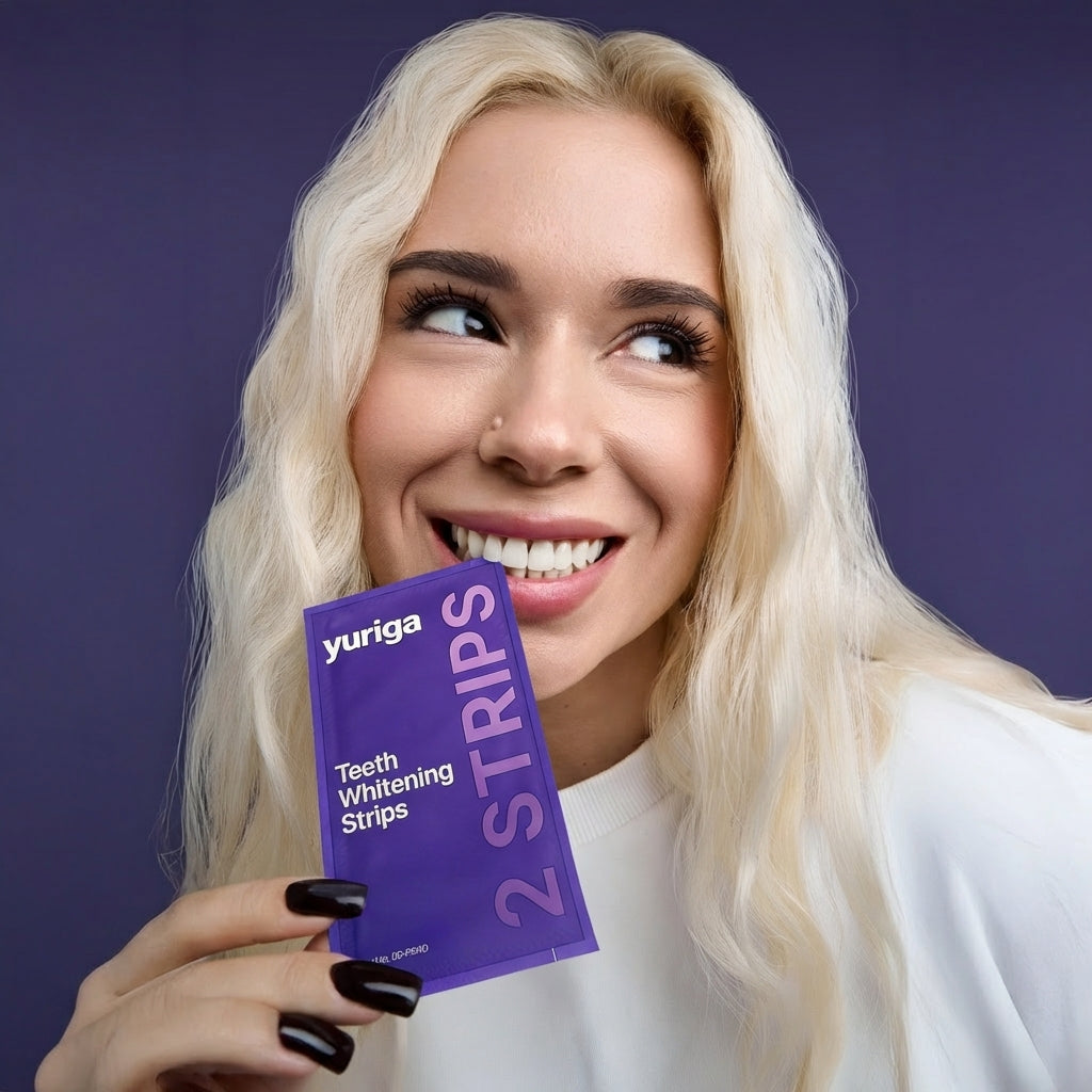 YURIGA Purple Whitening Strips – Whiter Teeth in 30 Minutes, Zero Sensitivity