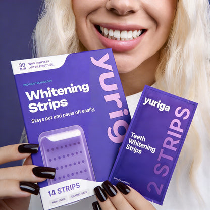 YURIGA Purple Whitening Strips – Whiter Teeth in 30 Minutes, Zero Sensitivity