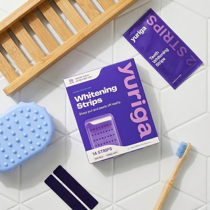 YURIGA Purple Whitening Strips – Whiter Teeth in 30 Minutes, Zero Sensitivity
