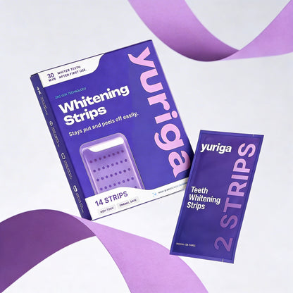 YURIGA Purple Whitening Strips – Whiter Teeth in 30 Minutes, Zero Sensitivity