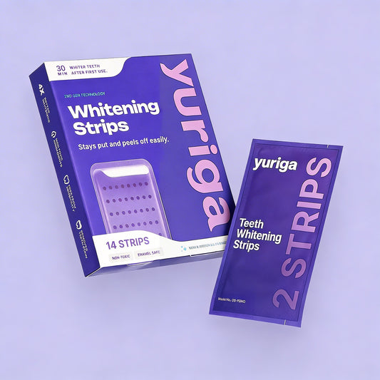 YURIGA Purple Whitening Strips – Whiter Teeth in 30 Minutes, Zero Sensitivity